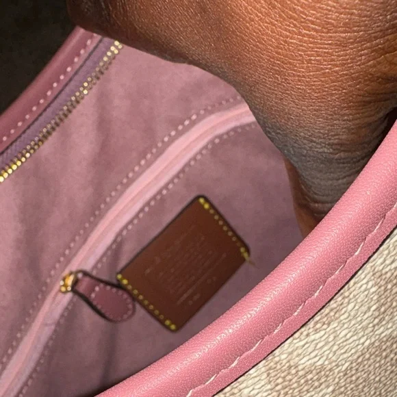 Coach Canvas Shoulder Bag with Pink Trim - Picture 3 of 4